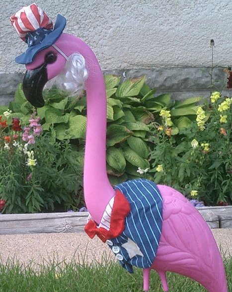 HUGE PINK FLAMINGOS Yard Ornament w/ 9 clothing outfits - Set of 2